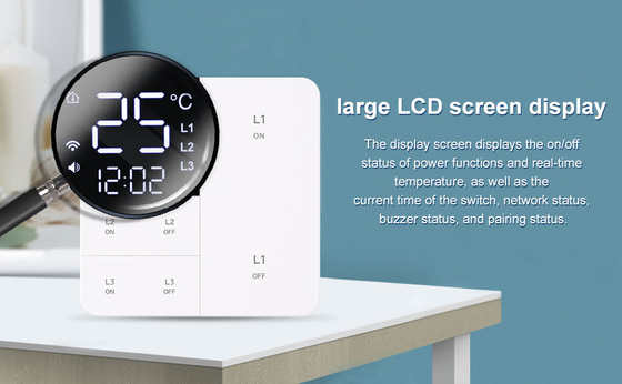 Glomarket Tuya Wifi Smart Wall Light Switch 1/2/3 Gang Support Voice/app/touch Control con schermo di visualizzazione della temperatura