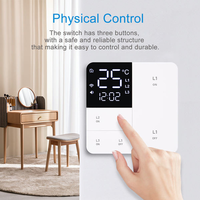 Glomarket Tuya Wifi Smart Wall Light Switch 1/2/3 Gang Support Voice/app/touch Control con schermo di visualizzazione della temperatura