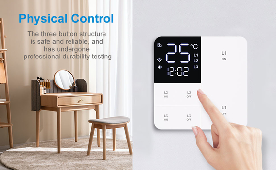 Glomarket Tuya Wifi Smart Wall Light Switch 1/2/3 Gang Support Voice/app/touch Control con schermo di visualizzazione della temperatura