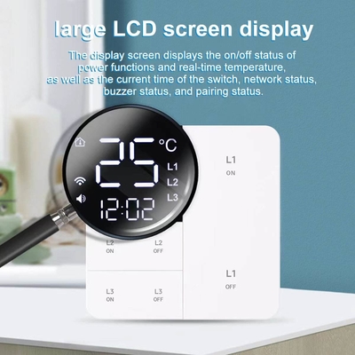 Glomarket Tuya Wifi Smart Wall Light Switch 1/2/3 Gang Support Voice/app/touch Control con schermo di visualizzazione della temperatura