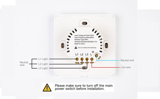 Glomarket Tuya Wifi Smart Wall Light Switch 1/2/3 Gang Support Voice/app/touch Control con schermo di visualizzazione della temperatura