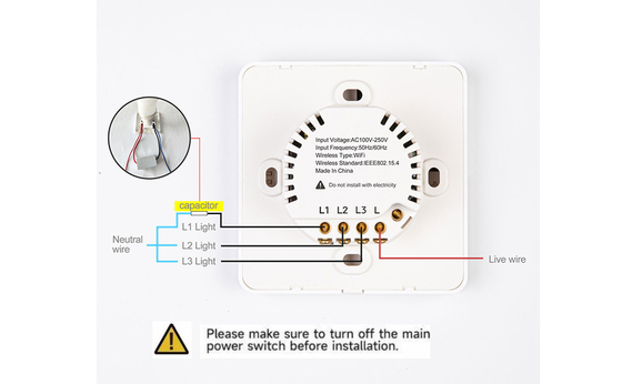 Glomarket Tuya Wifi Smart Wall Light Switch 1/2/3 Gang Support Voice/app/touch Control con schermo di visualizzazione della temperatura