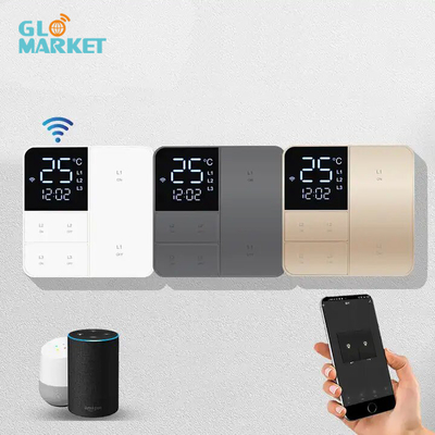Glomarket Tuya Wifi Smart Wall Light Switch 1/2/3 Gang Support Voice/app/touch Control con schermo di visualizzazione della temperatura