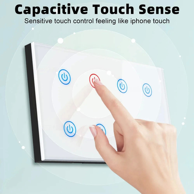 Glomarket Smart Home 8 Gang Wall Switch US Standard Tuya Voice APP Remote Control Wireless Switch per la luce a contatto con il muro