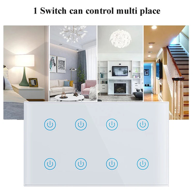 Glomarket Smart Home 8 Gang Wall Switch US Standard Tuya Voice APP Remote Control Wireless Switch per la luce a contatto con il muro