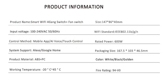 Glomarket Tuya Smart Touch Switch Glass Panel Light E Fan Switch Smart Life Alexa Controllo vocale