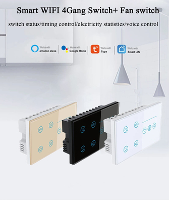 Glomarket Tuya Smart Touch Switch Glass Panel Light E Fan Switch Smart Life Alexa Controllo vocale