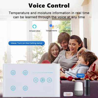 Glomarket Tuya Smart Touch Switch Glass Panel Light E Fan Switch Smart Life Alexa Controllo vocale