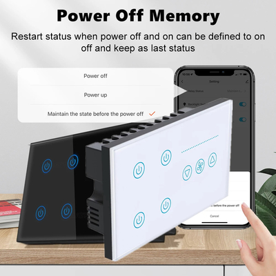 Glomarket Tuya Smart Touch Switch Glass Panel Light E Fan Switch Smart Life Alexa Controllo vocale