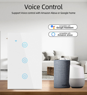 Glomarket Nuovi prodotti di design Tuya Smart Wifi Switch Us Standard Glass Touch Panel Light Switch Support App Remote Control