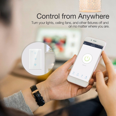 Glomarket Nuovi prodotti di design Tuya Smart Wifi Switch Us Standard Glass Touch Panel Light Switch Support App Remote Control