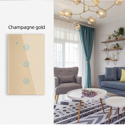Glomarket Nuovi prodotti di design Tuya Smart Wifi Switch Us Standard Glass Touch Panel Light Switch Support App Remote Control