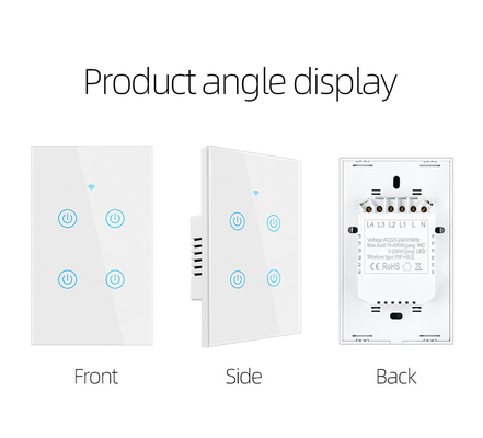 Glomarket Nuovi prodotti di design Tuya Smart Wifi Switch Us Standard Glass Touch Panel Light Switch Support App Remote Control