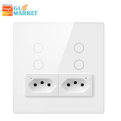 Glomarket Smart Wifi Brasile Standard Smart Home Tuya Smart 4 Gang Switch And Socket Wifi Smart Wall Socket Lavorare con Alexa