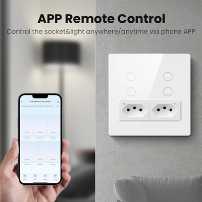 Glomarket Smart Wifi Brasile Standard Smart Home Tuya Smart 4 Gang Switch And Socket Wifi Smart Wall Socket Lavorare con Alexa