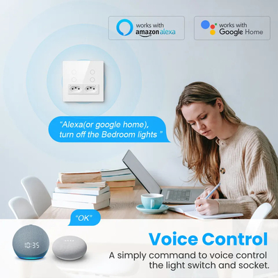 Glomarket Smart Wifi Brasile Standard Smart Home Tuya Smart 4 Gang Switch And Socket Wifi Smart Wall Socket Lavorare con Alexa