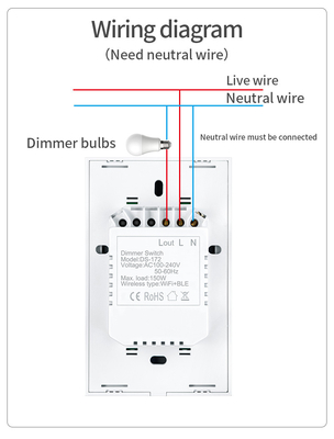 Glomarket US Standard Dimmer Switch Wireless Switch elettrico Smart Switch Intelligent Wall Dimmer Light Switch Smart Home Automation
