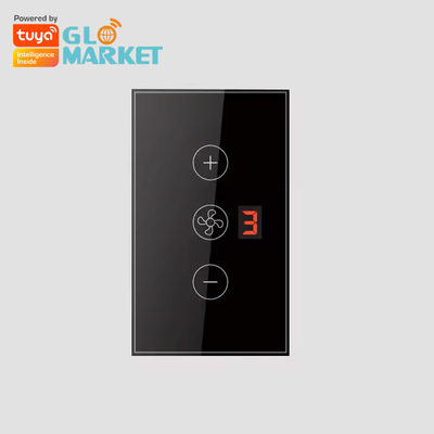 Glomarket Tuya App Display di controllo vocale remoto Livello 5 Velocità del vento US Standard Wifi Ventilatore di soffitto vetro Switch Touch Wall