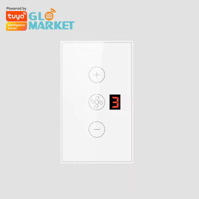Glomarket Tuya App Display di controllo vocale remoto Livello 5 Velocità del vento US Standard Wifi Ventilatore di soffitto vetro Switch Touch Wall
