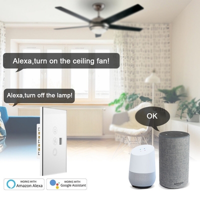 Glomarket Tuya Wifi Smart Fan Switch Tuya Smart Switch Ventilatore velocità luce On Off Controlla voce Controllo switch UE / US Standard