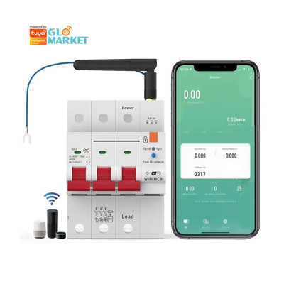 Glomarket Interruttore Wifi Smart Switch Tuya Smart 1p 2p 3p 4p Sistema domestico intelligente Circuito elettrico 4P MCB Interruttore intelligente