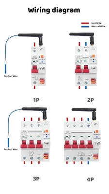 Glomarket Interruttore Wifi Smart Switch Tuya Smart 1p 2p 3p 4p Sistema domestico intelligente Circuito elettrico 4P MCB Interruttore intelligente