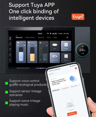 Glomarket Tuya Pannello di controllo centrale da 10 pollici con riproduzione musicale 2 Gang Relay 2 Way Speaker Prodotti per la casa intelligente multifunzionale